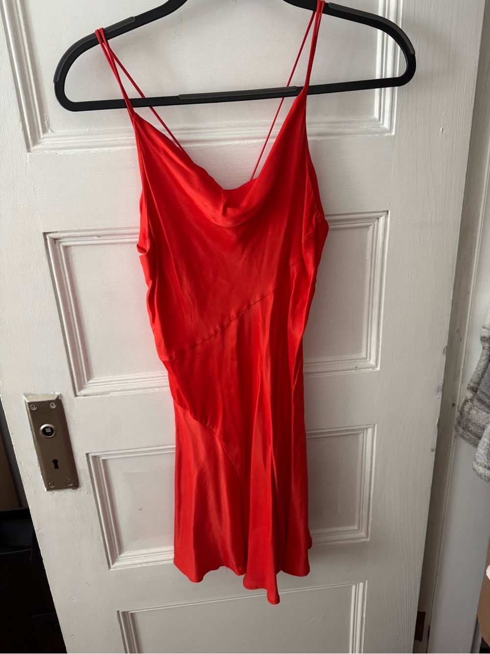 Zara Red Satin Slip Dress with Spaghetti Straps